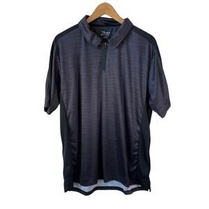 PBX PRO Men's Short Sleeve Shirt Golf Polo Zip Closure Gray Black Sz Large